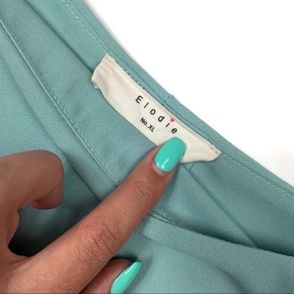 Elodie Mint Cold Shoulder Long Sleeve Blouse - Picture 4 of 5
